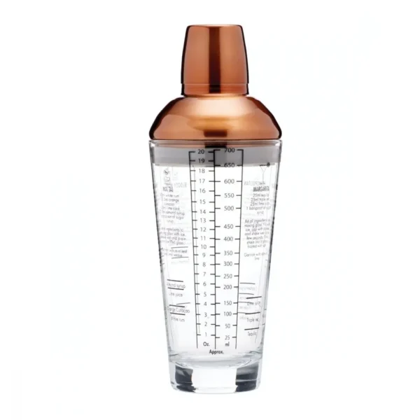 Bar Craft Copper Finish Glass Cocktail Shaker - 650ml - Image 2