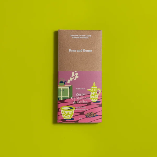 Bean and Goose - Zesty Cardamom & Coffee Dark Chocolate Bar